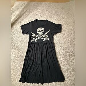 The Goonies Black Babydoll Dress Graphic Tee Size M Vintage Boho